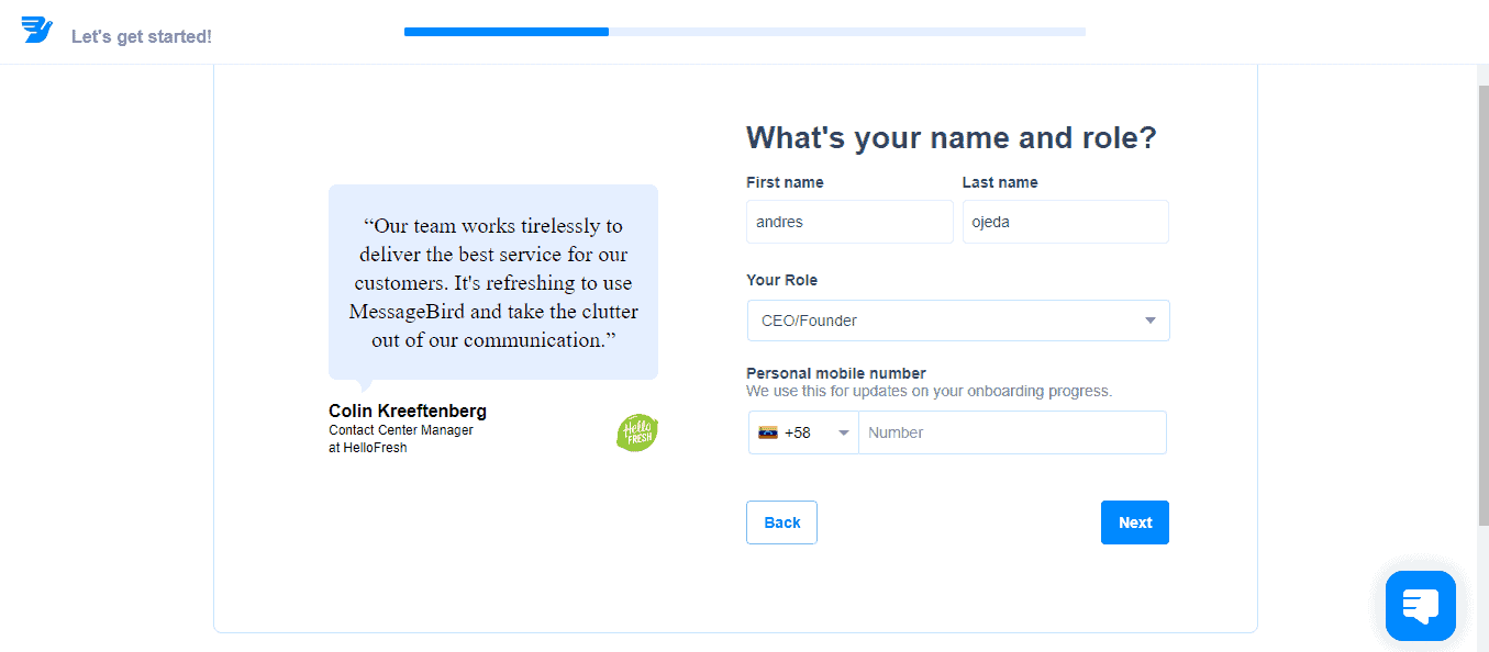 How to sign up on MessageBird